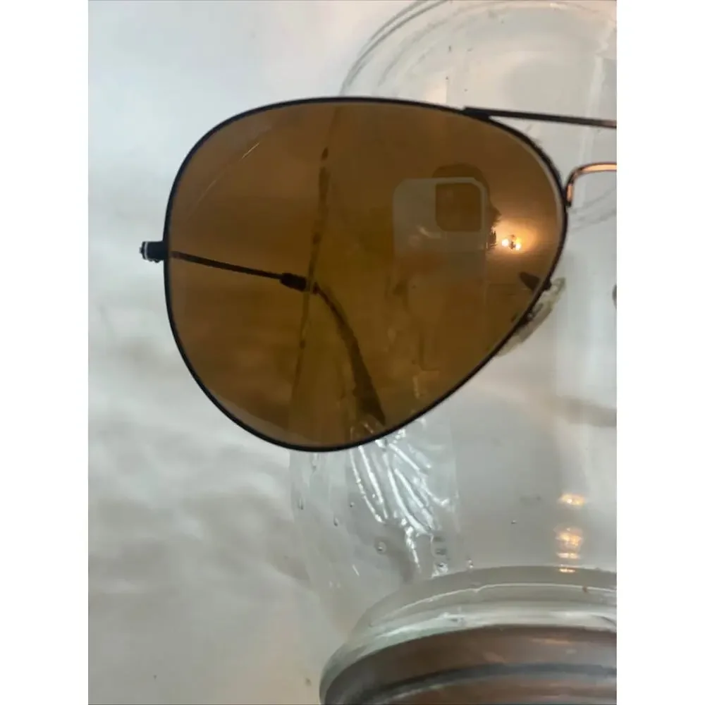 Vintage B&L Ray-Ban Aviator Sunglasses Black Frame 58[]14 Brown Glass Lenses USA